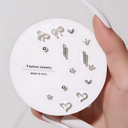 7 Pairs Hypoallergenic Silver Gold Plated Stud Earrings for kids and women