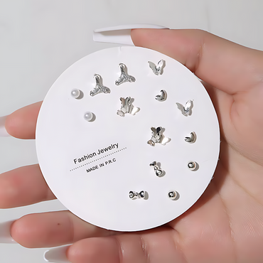 7 Pairs Hypoallergenic Silver Gold Plated Stud Earrings for kids and women
