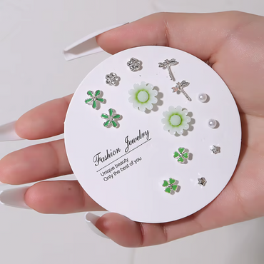 7 Pairs Hypoallergenic Silver Gold Plated Stud Earrings for kids and women