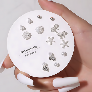 7 Pairs Hypoallergenic Silver Gold Plated Stud Earrings for kids and women