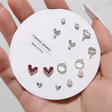 7 Pairs Hypoallergenic Silver Gold Plated Stud Earrings for kids and women