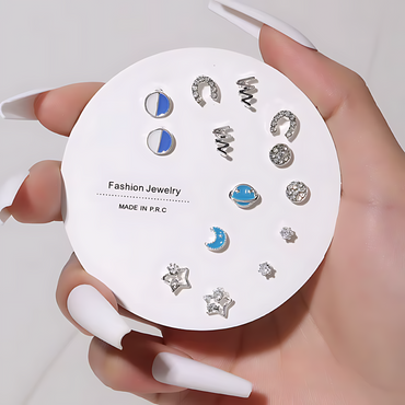 7 Pairs Hypoallergenic Silver Gold Plated Stud Earrings for kids and women