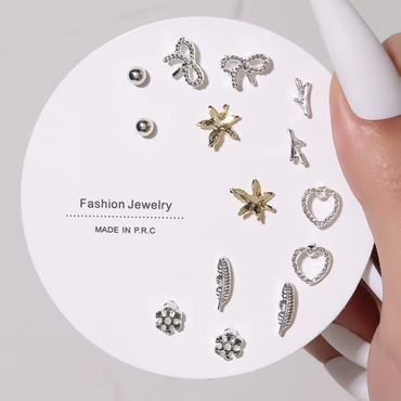 7 Pairs Hypoallergenic Silver Gold Plated Stud Earrings for kids and women