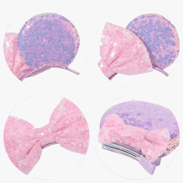 Glitter Mouse Ears Headband & Hair Clips Set - Gummia