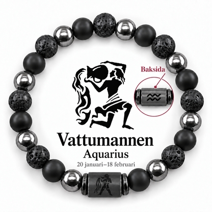 Stjärnteckenarmband i natursten med dubbelsidigt motiv – 12 stjärntecken
