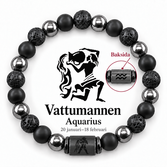 Stjärnteckenarmband i natursten med dubbelsidigt motiv – 12 stjärntecken
