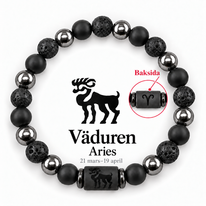 Stjärnteckenarmband i natursten med dubbelsidigt motiv – 12 stjärntecken
