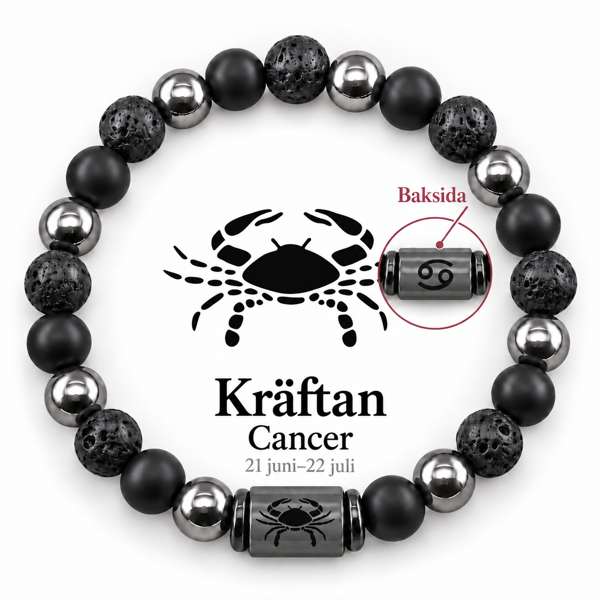 Stjärnteckenarmband i natursten med dubbelsidigt motiv – 12 stjärntecken
