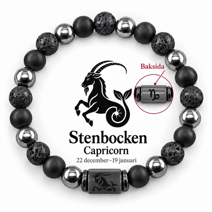 Stjärnteckenarmband i natursten med dubbelsidigt motiv – 12 stjärntecken
