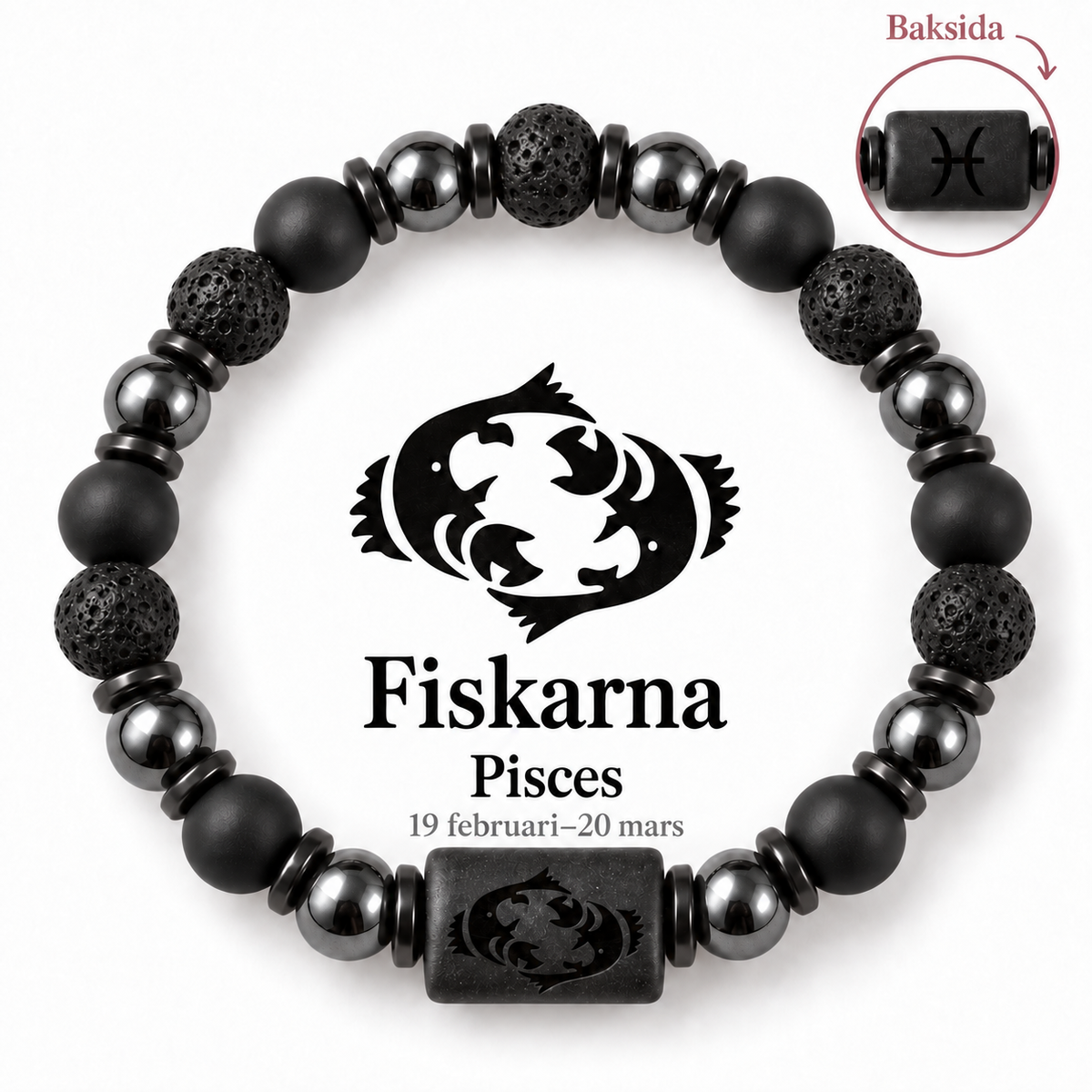 Stjärnteckenarmband i natursten med dubbelsidigt motiv – 12 stjärntecken
