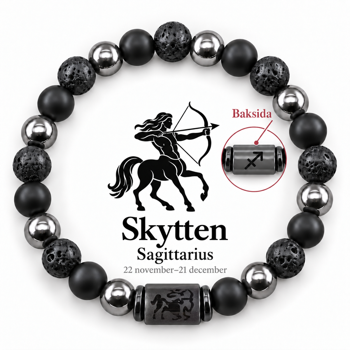 Stjärnteckenarmband i natursten med dubbelsidigt motiv – 12 stjärntecken
