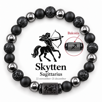 Stjärnteckenarmband i natursten med dubbelsidigt motiv – 12 stjärntecken
