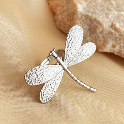 Dragonfly Ring – Justerbar ring med trollslända i guld och silver