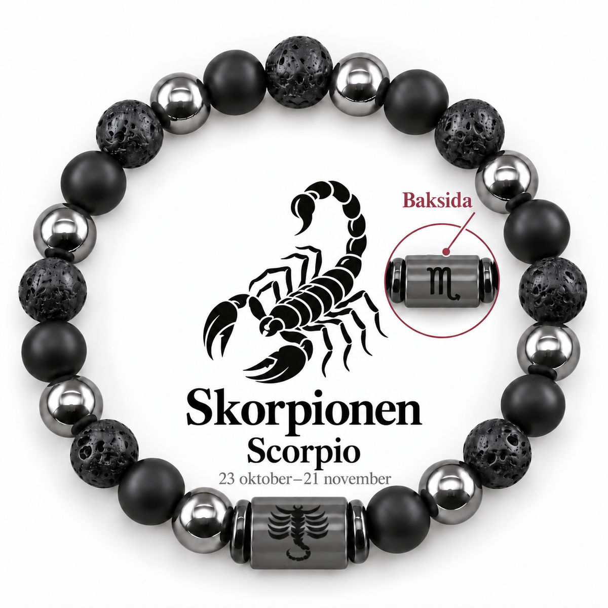 Stjärnteckenarmband i natursten med dubbelsidigt motiv – 12 stjärntecken
