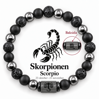 Stjärnteckenarmband i natursten med dubbelsidigt motiv – 12 stjärntecken
